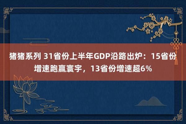 猪猪系列 31省份上半年GDP沿路出炉：15省份增速跑赢寰宇，13省份增速超6%