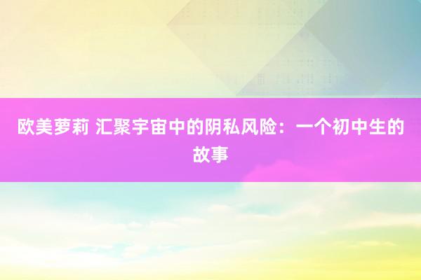 欧美萝莉 汇聚宇宙中的阴私风险：一个初中生的故事