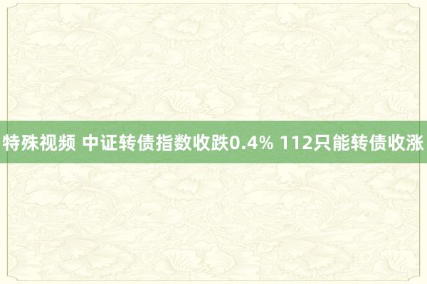 特殊视频 中证转债指数收跌0.4% 112只能转债收涨