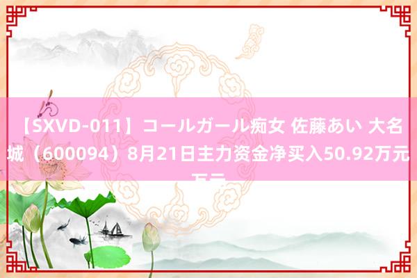 【SXVD-011】コールガール痴女 佐藤あい 大名城（600094）8月21日主力资金净买入50.92万元